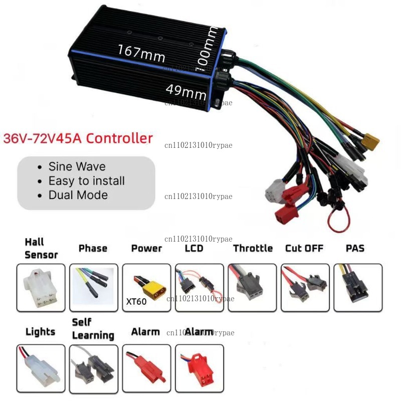 Dual-channel 36V 48V 52V 60V 7 - 72V 45A Dual Controller recension och pris